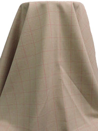 Pale Brown/White/Scarlet Polyester/Lycra Plaid Weave Double Knit - NY Designer - 58W