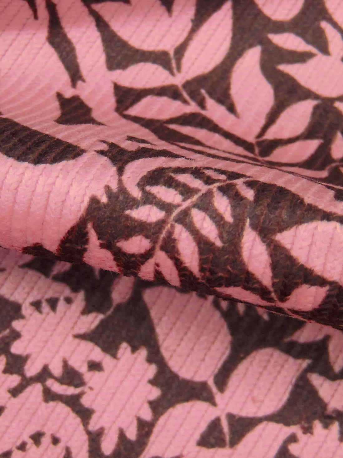 Peach Burst/Royal Brown Cotton/Lycra Woodland Print Stretch Corduroy 51W