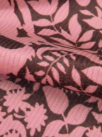 Peach Burst/Royal Brown Cotton/Lycra Woodland Print Stretch Corduroy 51W