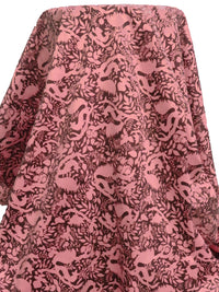 Peach Burst/Royal Brown Cotton/Lycra Woodland Print Stretch Corduroy 51W