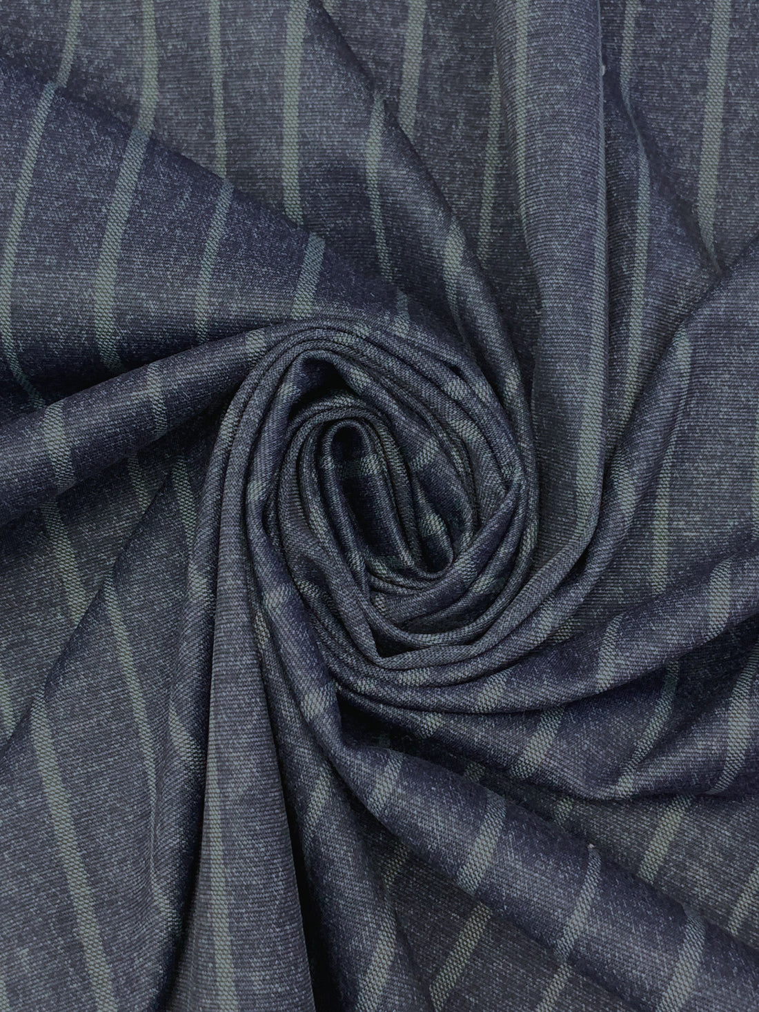 Dusty Navy/Bright Gray Polyester/Rayon/Lycra Vertical Stripe Ponte Knit - Imported From Italy By NY Designer - 60W