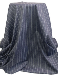 Dusty Navy/Bright Gray Polyester/Rayon/Lycra Vertical Stripe Ponte Knit - Imported From Italy By NY Designer - 60W