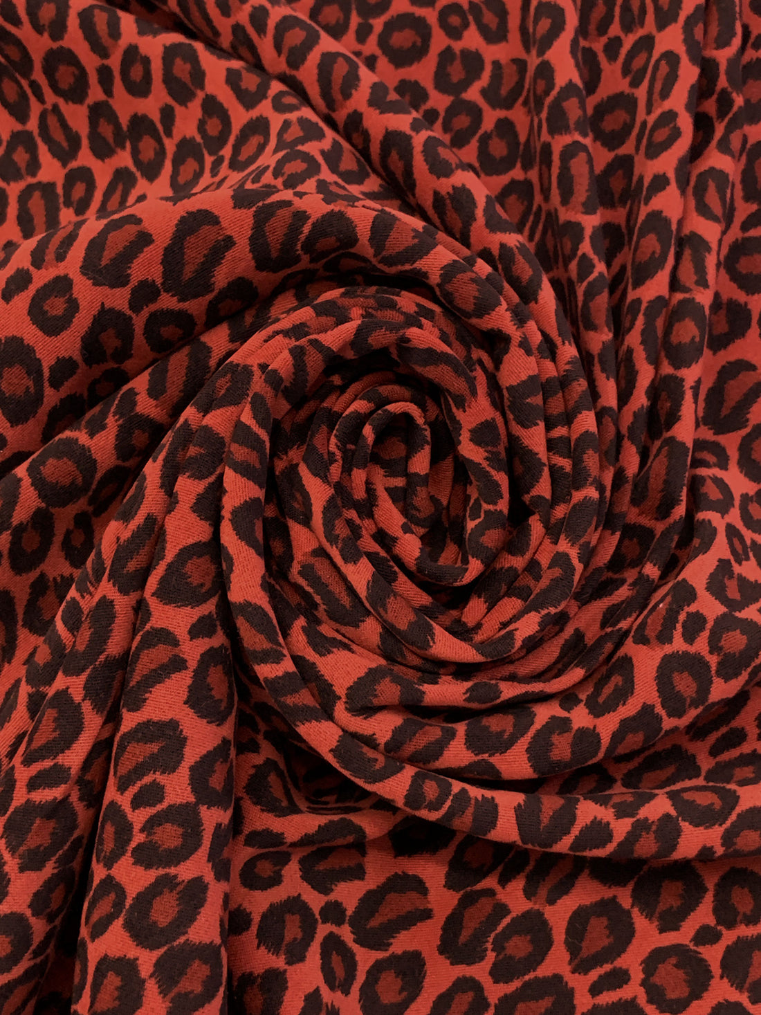 Medium Vermilion/Black/Rustic Brick Polyester/Lycra Animal Print Moleskin Stretch Suiting - NY Designer - 44W