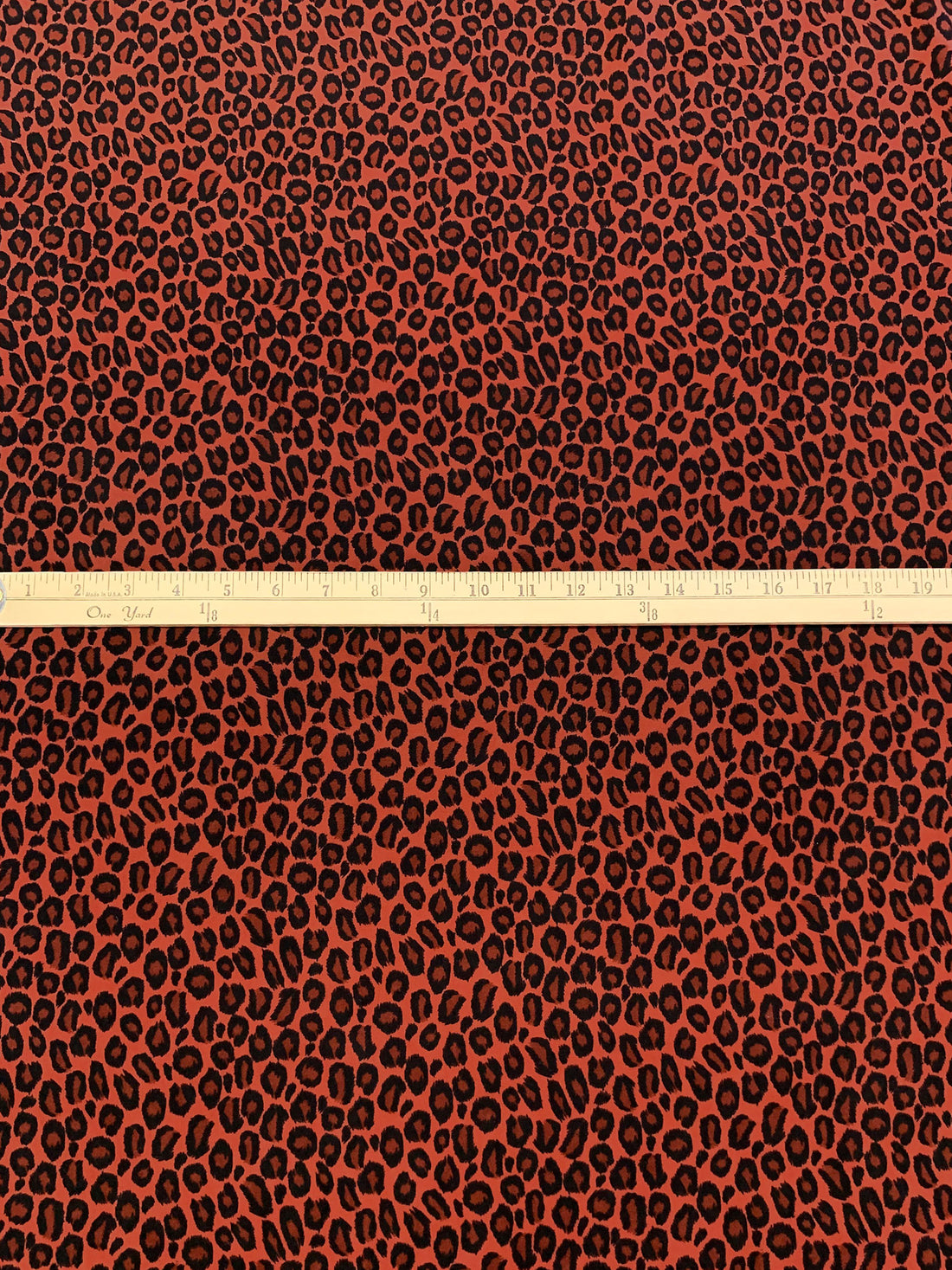 Medium Vermilion/Black/Rustic Brick Polyester/Lycra Animal Print Moleskin Stretch Suiting - NY Designer - 44W