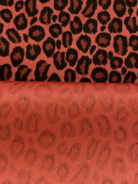Medium Vermilion/Black/Rustic Brick Polyester/Lycra Animal Print Moleskin Stretch Suiting - NY Designer - 44W