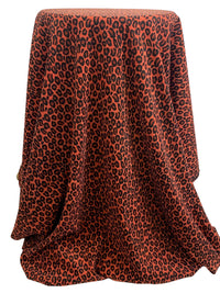 Medium Vermilion/Black/Rustic Brick Polyester/Lycra Animal Print Moleskin Stretch Suiting - NY Designer - 44W