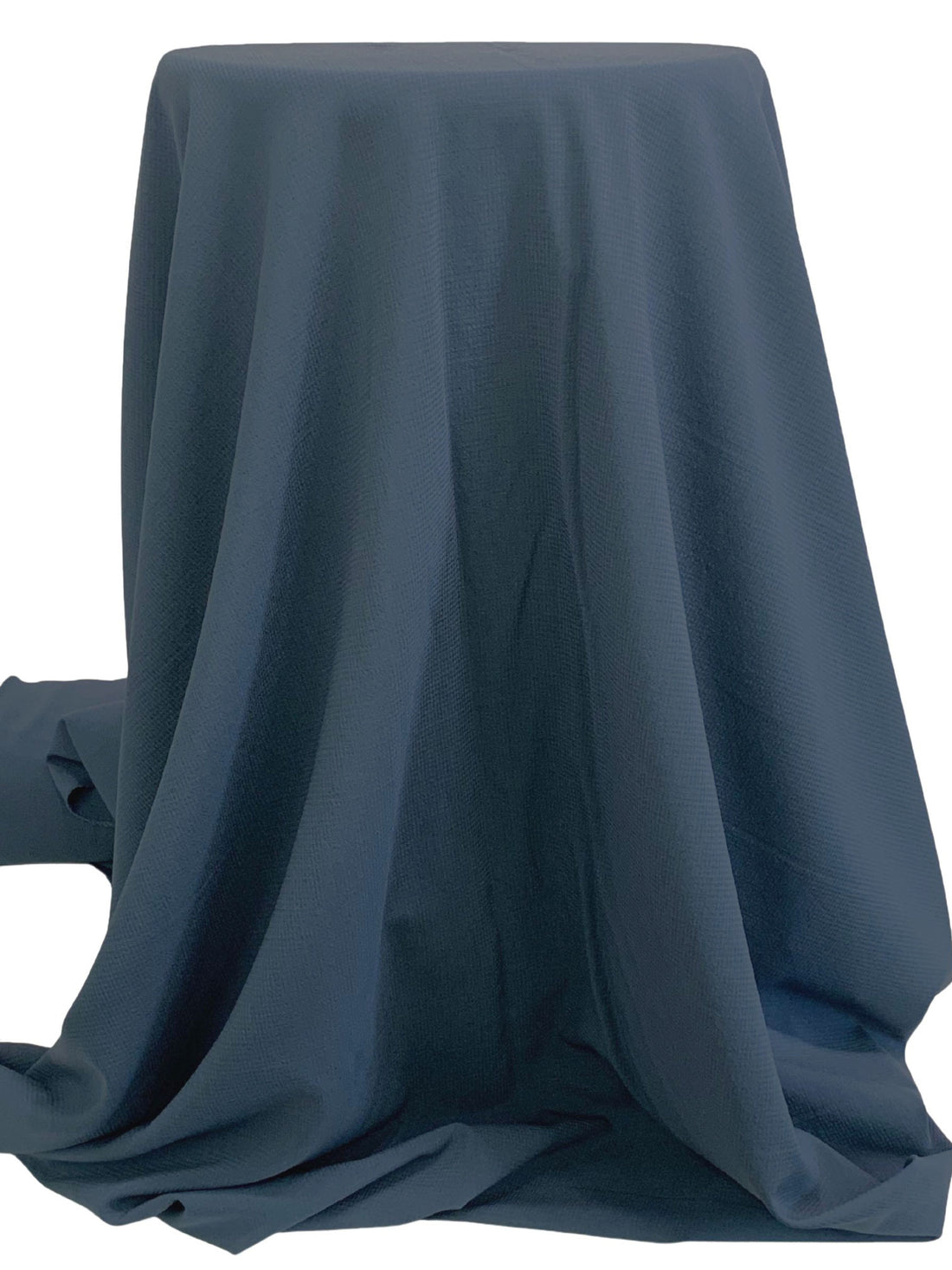 Independence Blue Wool/Lycra Puckered Check Stretch Suiting - NY Designer - 56W