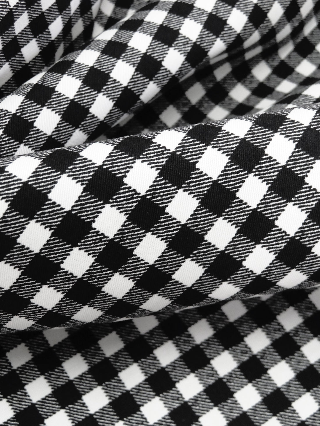 Black/White 100% Cotton Gingham Print Fine Twill Bottom Weight Woven - NY Designer - 58W