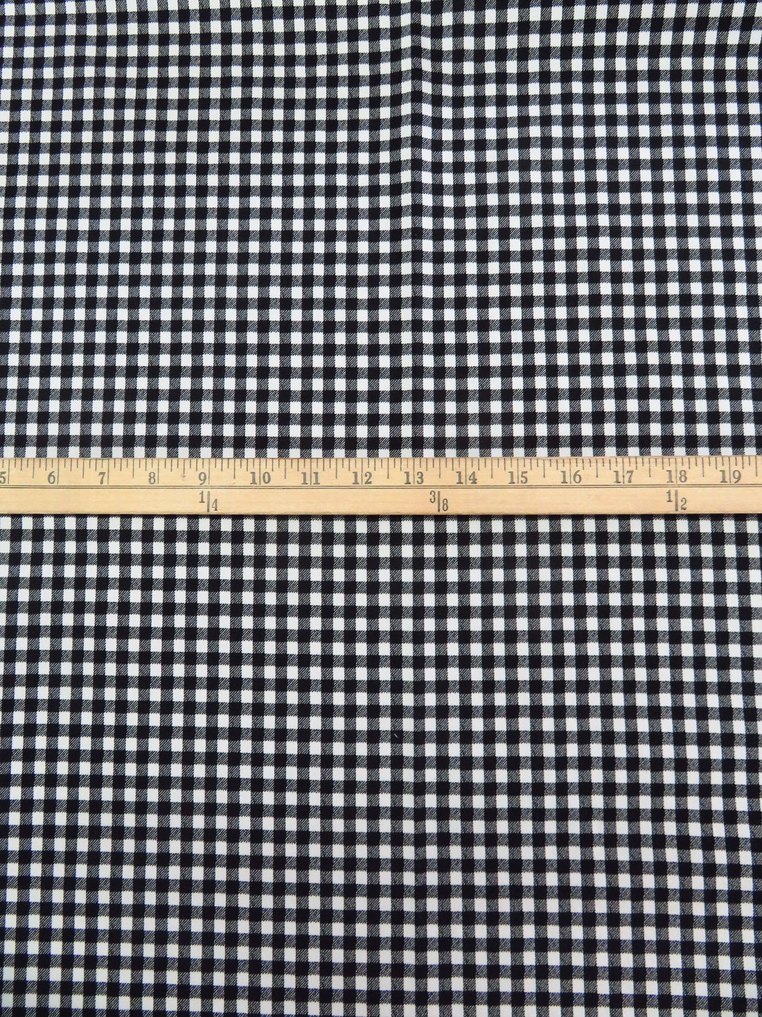 Black/White 100% Cotton Gingham Print Fine Twill Bottom Weight Woven - NY Designer - 58W