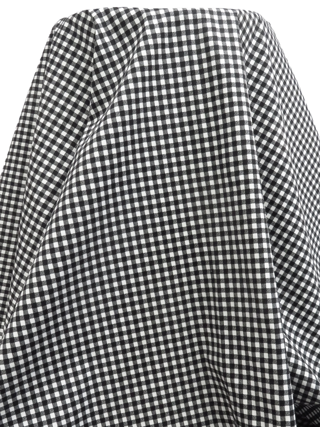 Black/White 100% Cotton Gingham Print Fine Twill Bottom Weight Woven - NY Designer - 58W
