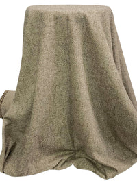 Tan/Dark Brown/Off-White Wool/Cotton Tweed Flannel Suiting - NY Designer - 59W