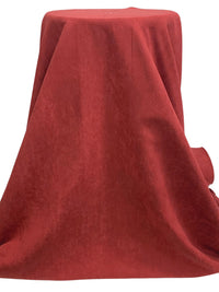 Medium Carmine 100% Polyester Satin-Back Faux Suede - NY Designer - 52W