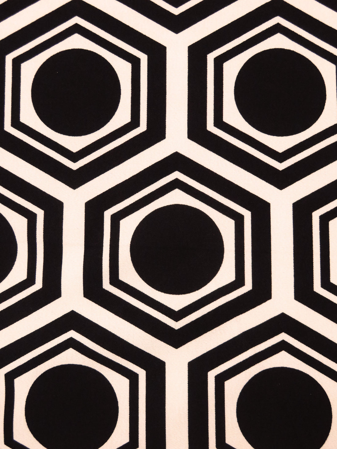 Black/Almond Polyester/Lycra Circle In Hexagon Print Crepe Stretch Bouse Weight Woven 60W