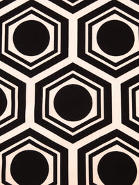Black/Almond Polyester/Lycra Circle In Hexagon Print Crepe Stretch Bouse Weight Woven 60W