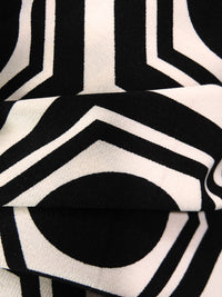 Black/Almond Polyester/Lycra Circle In Hexagon Print Crepe Stretch Bouse Weight Woven 60W