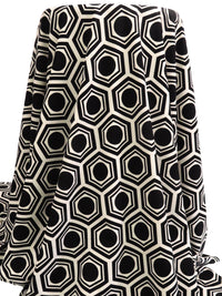 Black/Almond Polyester/Lycra Circle In Hexagon Print Crepe Stretch Bouse Weight Woven 60W