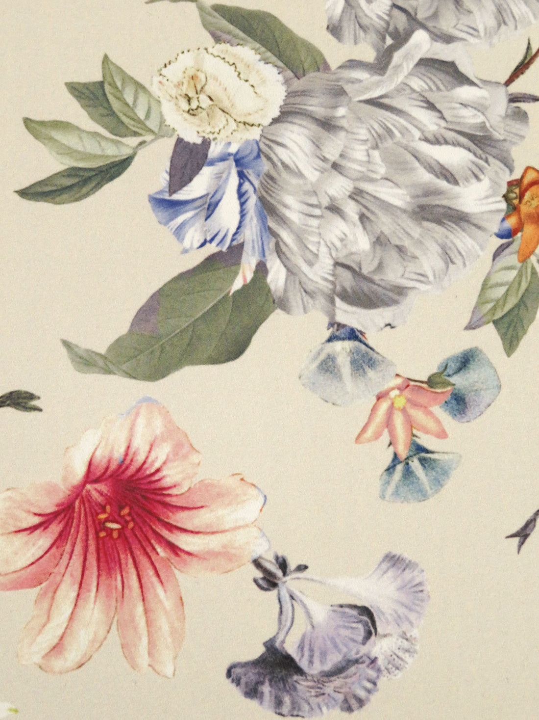 Champagne/Raspberry/Olivine/Multi 100% Polyester Large Mixed Floral Print Drapey Suiting 54W