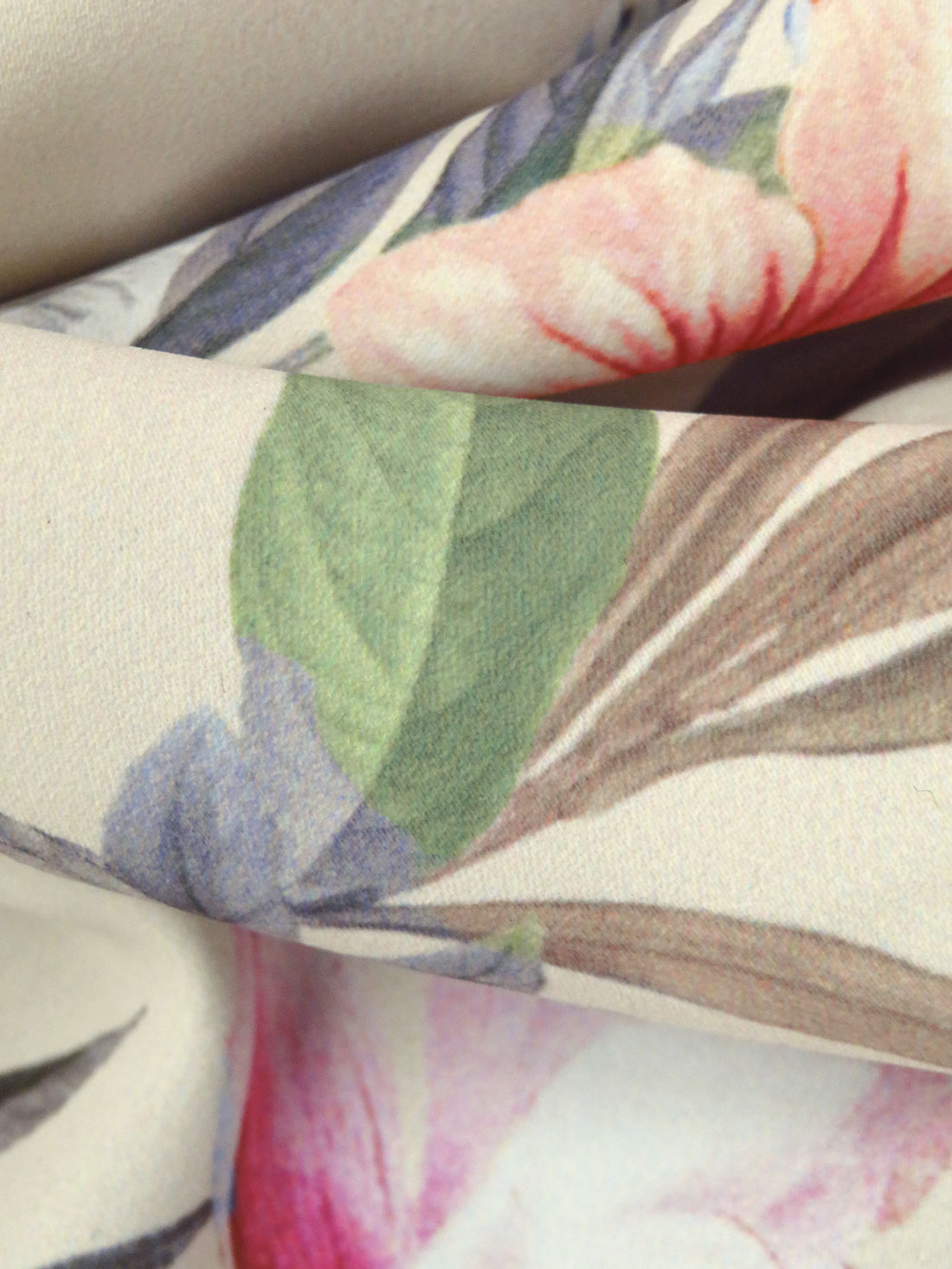 Champagne/Raspberry/Olivine/Multi 100% Polyester Large Mixed Floral Print Drapey Suiting 54W