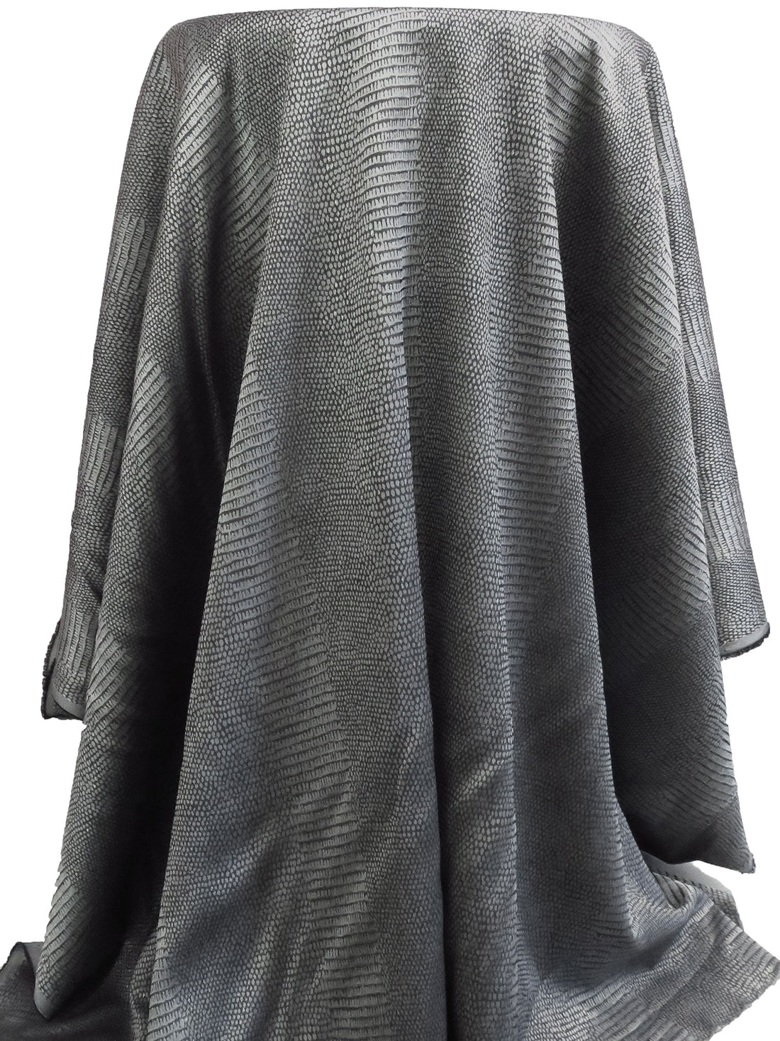 Silver/Dark Charcoal Polyester/Lycra Vertical Stripe Scales Weave Stretch Jacquard 45W