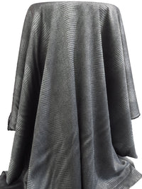 Silver/Dark Charcoal Polyester/Lycra Vertical Stripe Scales Weave Stretch Jacquard 45W