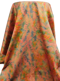 Dark Salmon/Army Green/Yellow Orche/Multi Polyester/Lycra Tie-Dye Look Print Stretch Satin - NY Designer - 48W