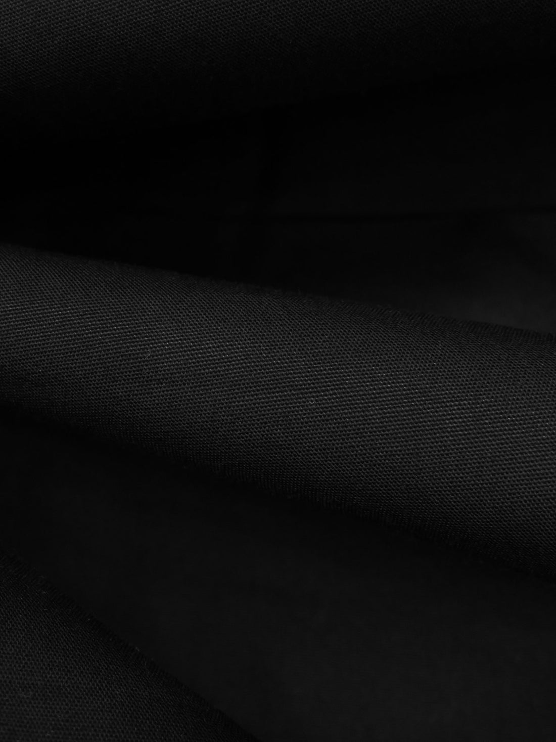 Matte Black 100% Cotton Poplin Shirting - NY Designer - 57W