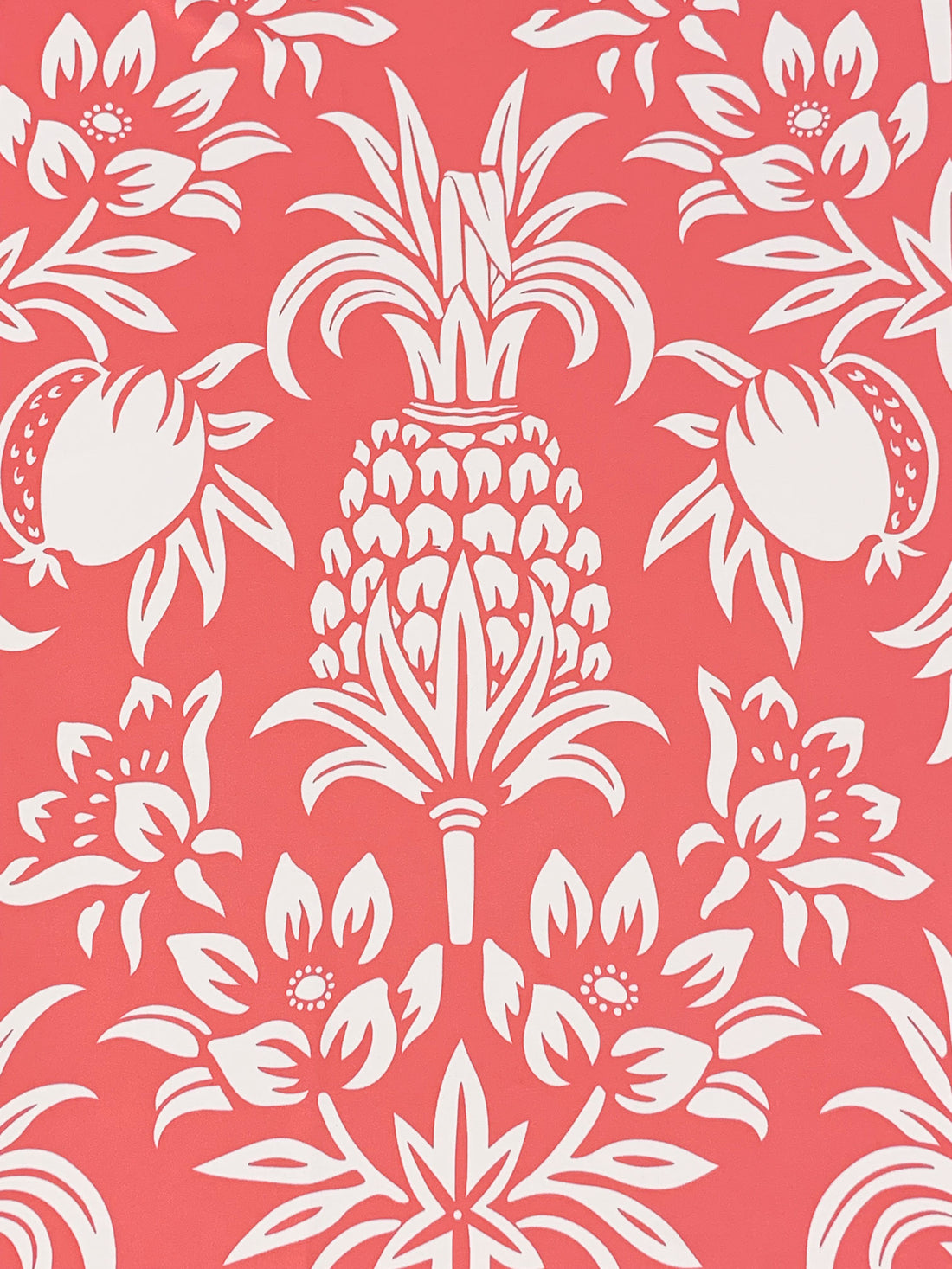 Light Coral Pink/White Polyester/Lycra Pineapple Floral Print Smooth Jersey Knit - NY Designer - 42W