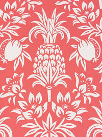 Light Coral Pink/White Polyester/Lycra Pineapple Floral Print Smooth Jersey Knit - NY Designer - 42W