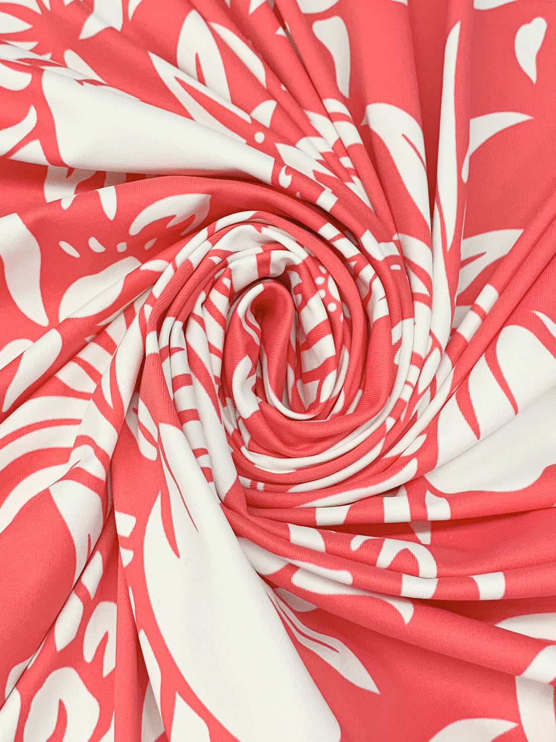 Light Coral Pink/White Polyester/Lycra Pineapple Floral Print Smooth Jersey Knit - NY Designer - 42W