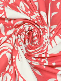 Light Coral Pink/White Polyester/Lycra Pineapple Floral Print Smooth Jersey Knit - NY Designer - 42W