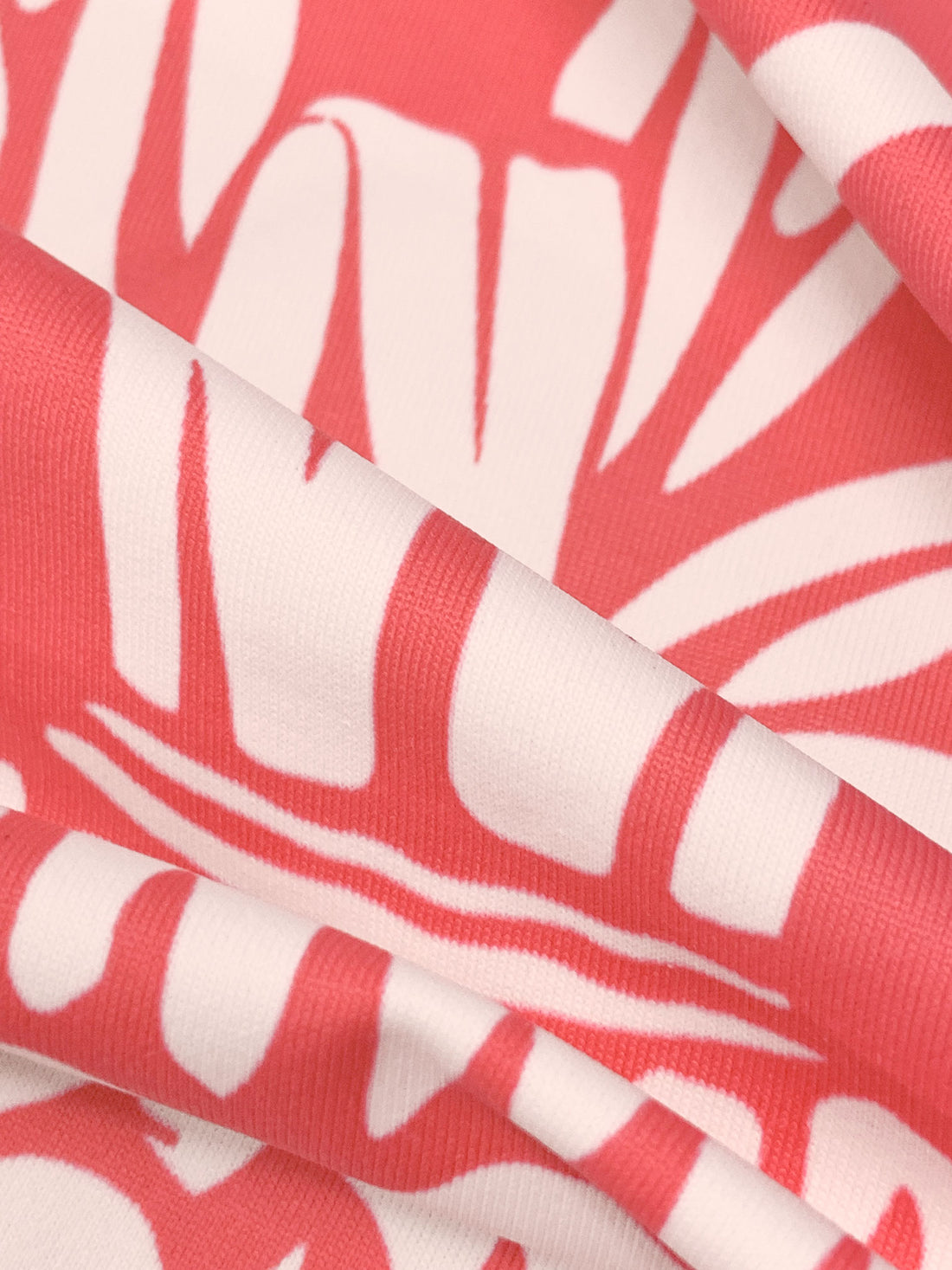 Light Coral Pink/White Polyester/Lycra Pineapple Floral Print Smooth Jersey Knit - NY Designer - 42W