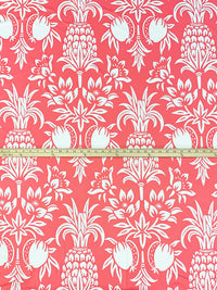 Light Coral Pink/White Polyester/Lycra Pineapple Floral Print Smooth Jersey Knit - NY Designer - 42W