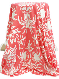 Light Coral Pink/White Polyester/Lycra Pineapple Floral Print Smooth Jersey Knit - NY Designer - 42W