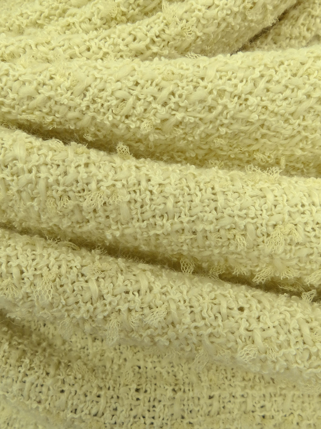 Pastel Yellow Polyester/Wool/Cotton Boucle Suiting - NY Designer - 58W