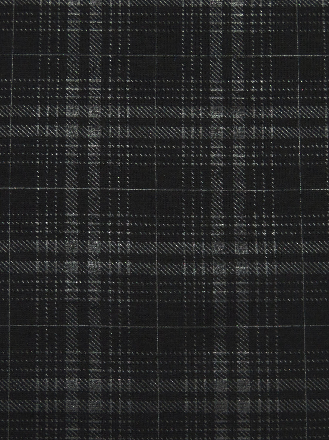 Black/Dark Charcoal Polyester/Lycra Plaid Foil Print Ponte Knit 58W