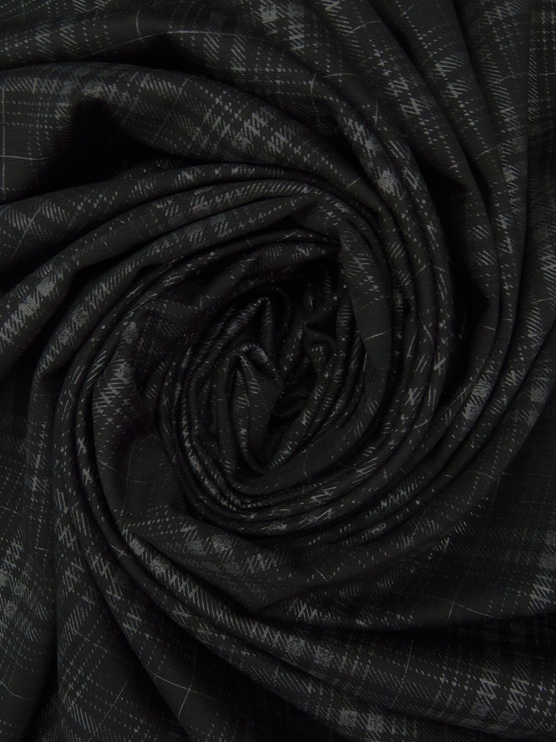 Black/Dark Charcoal Polyester/Lycra Plaid Foil Print Ponte Knit 58W