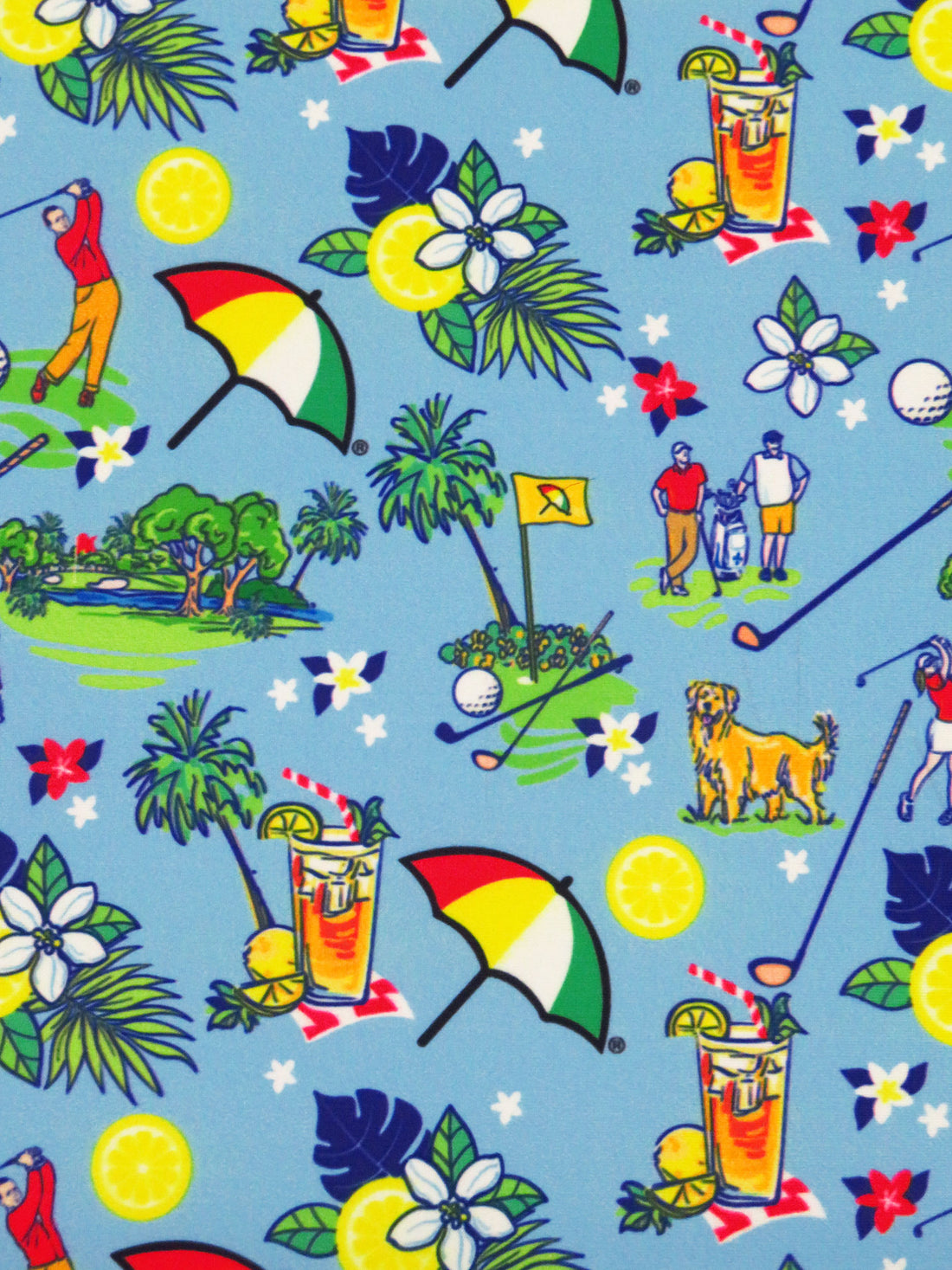 Light Blue/Lemon/Vine Green/Multi Nylon/Lycra Summer Golf Print Swim/Activewear Knit 59W