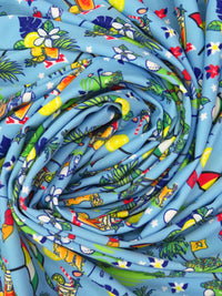 Light Blue/Lemon/Vine Green/Multi Nylon/Lycra Summer Golf Print Swim/Activewear Knit 59W