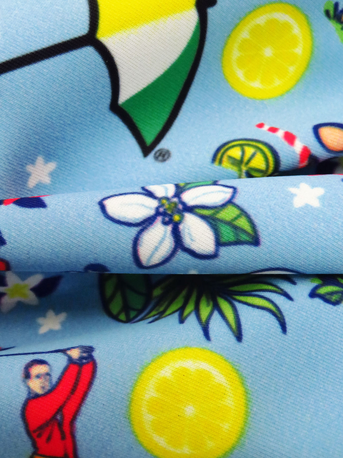 Light Blue/Lemon/Vine Green/Multi Nylon/Lycra Summer Golf Print Swim/Activewear Knit 59W