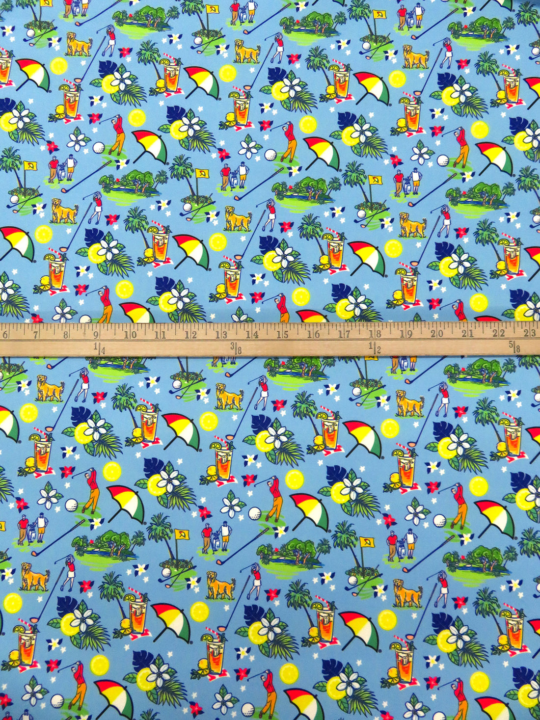 Light Blue/Lemon/Vine Green/Multi Nylon/Lycra Summer Golf Print Swim/Activewear Knit 59W