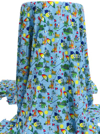 Light Blue/Lemon/Vine Green/Multi Nylon/Lycra Summer Golf Print Swim/Activewear Knit 59W