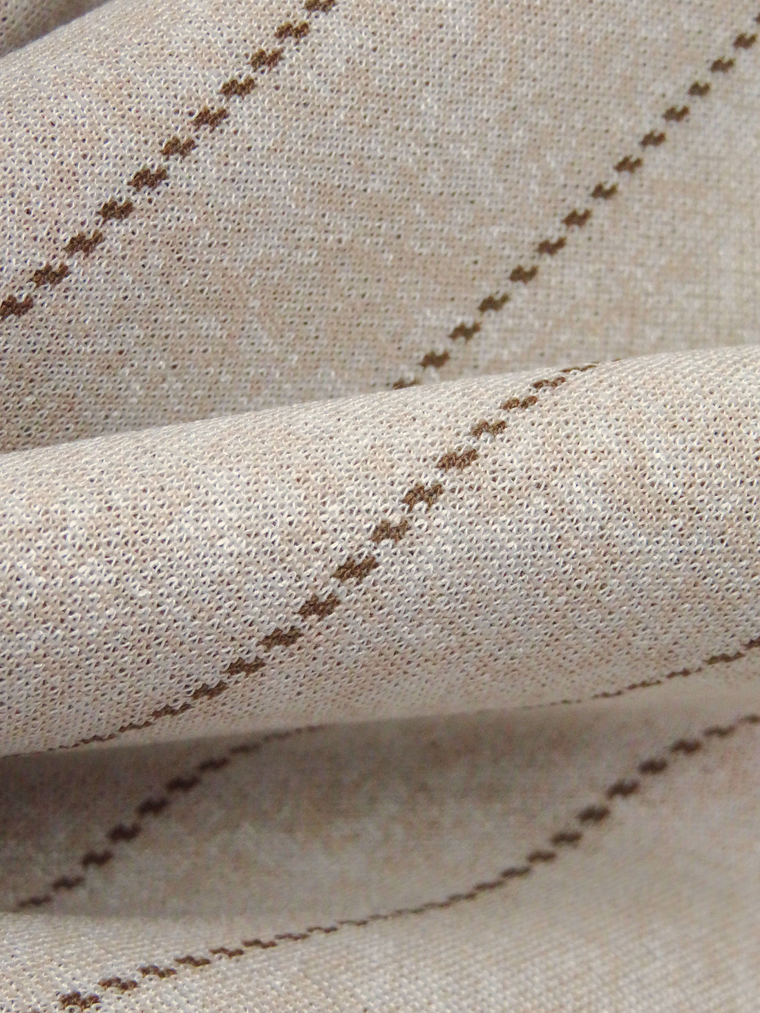 White/Oatmeal/Dirt Brown Rayon/Polyester/Lycra Vertical Stripe Weave Double Knit - NY Designer - 57W
