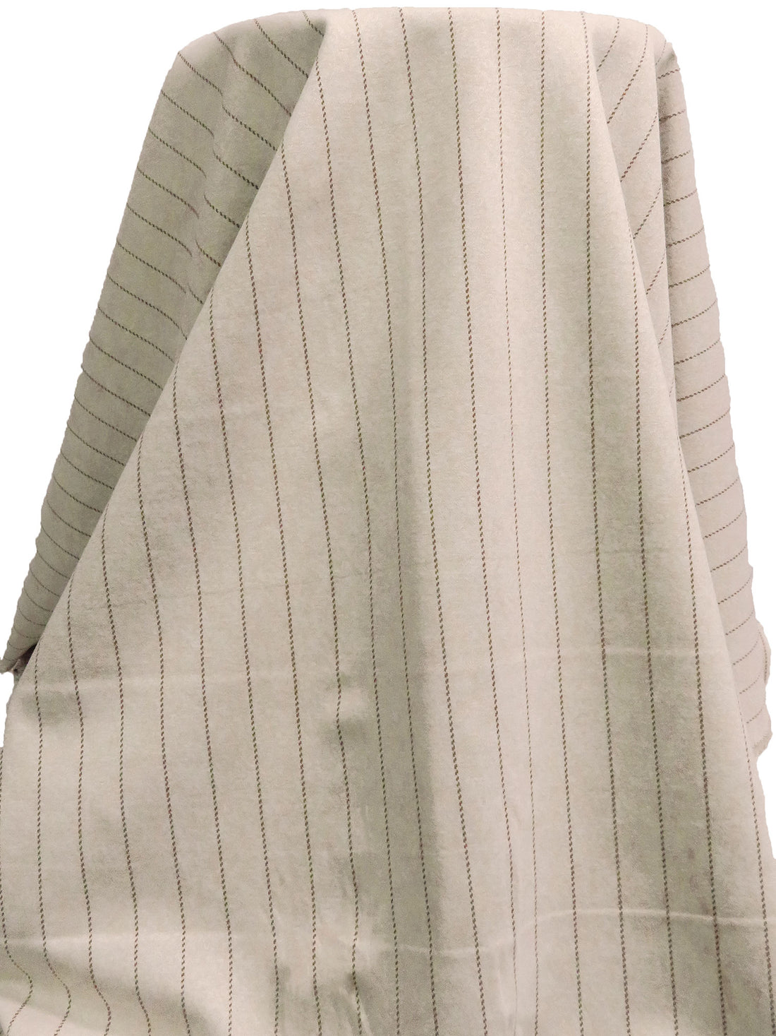 White/Oatmeal/Dirt Brown Rayon/Polyester/Lycra Vertical Stripe Weave Double Knit - NY Designer - 57W