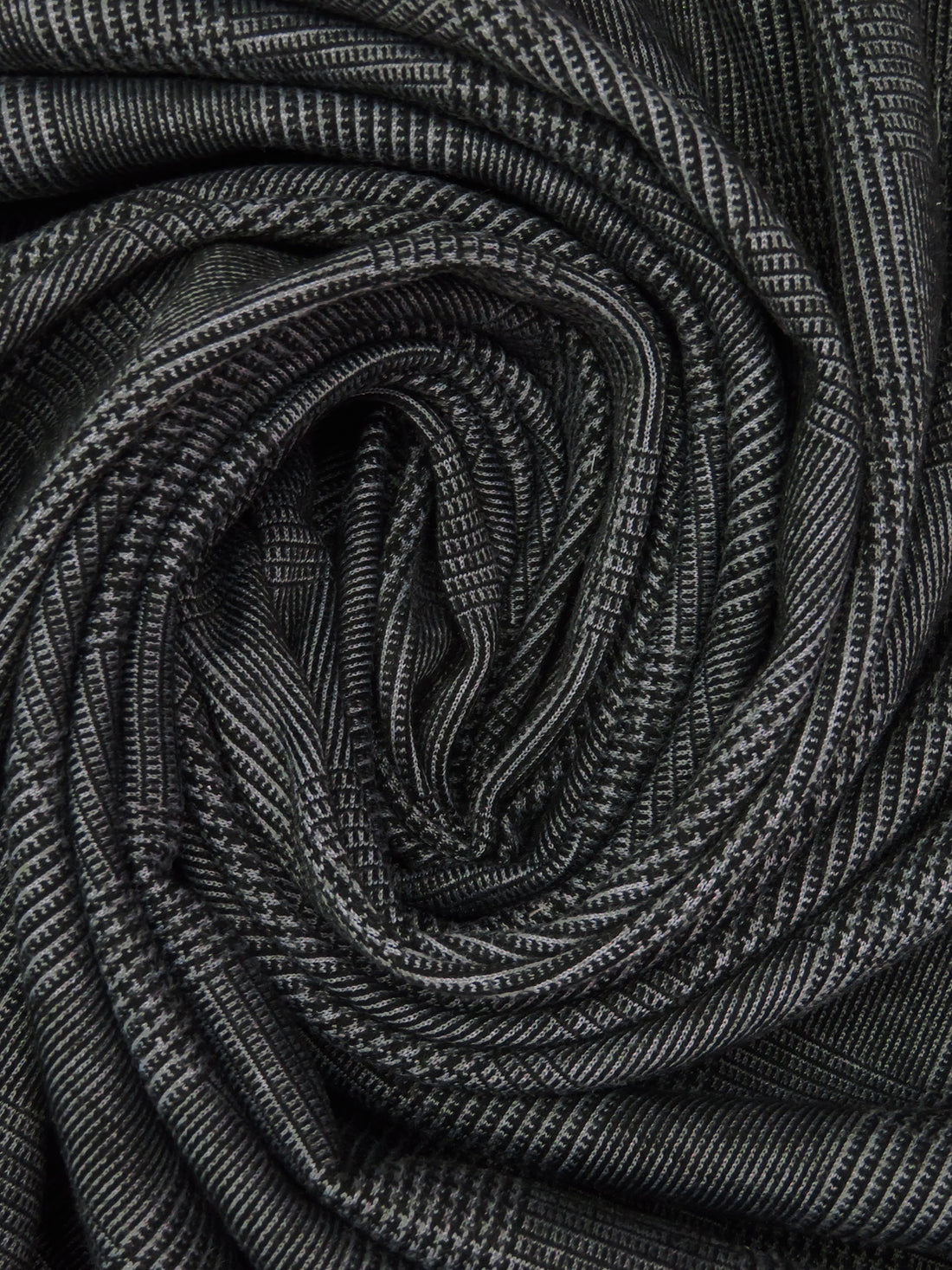 Black/Gray Rayon/Polyester/Lycra Glen Plaid Weave Double Knit - NY Designer - 60W