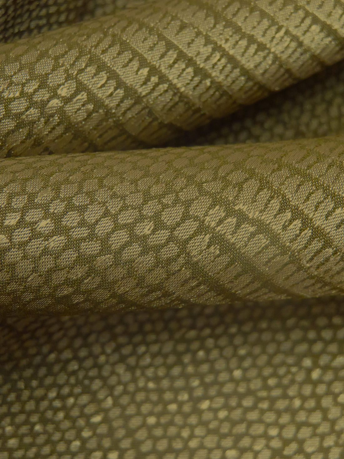 Dark Olive Green/Willow Tea Polyester/Lycra Vertical Stripe Scales Weave Stretch Jacquard 45W