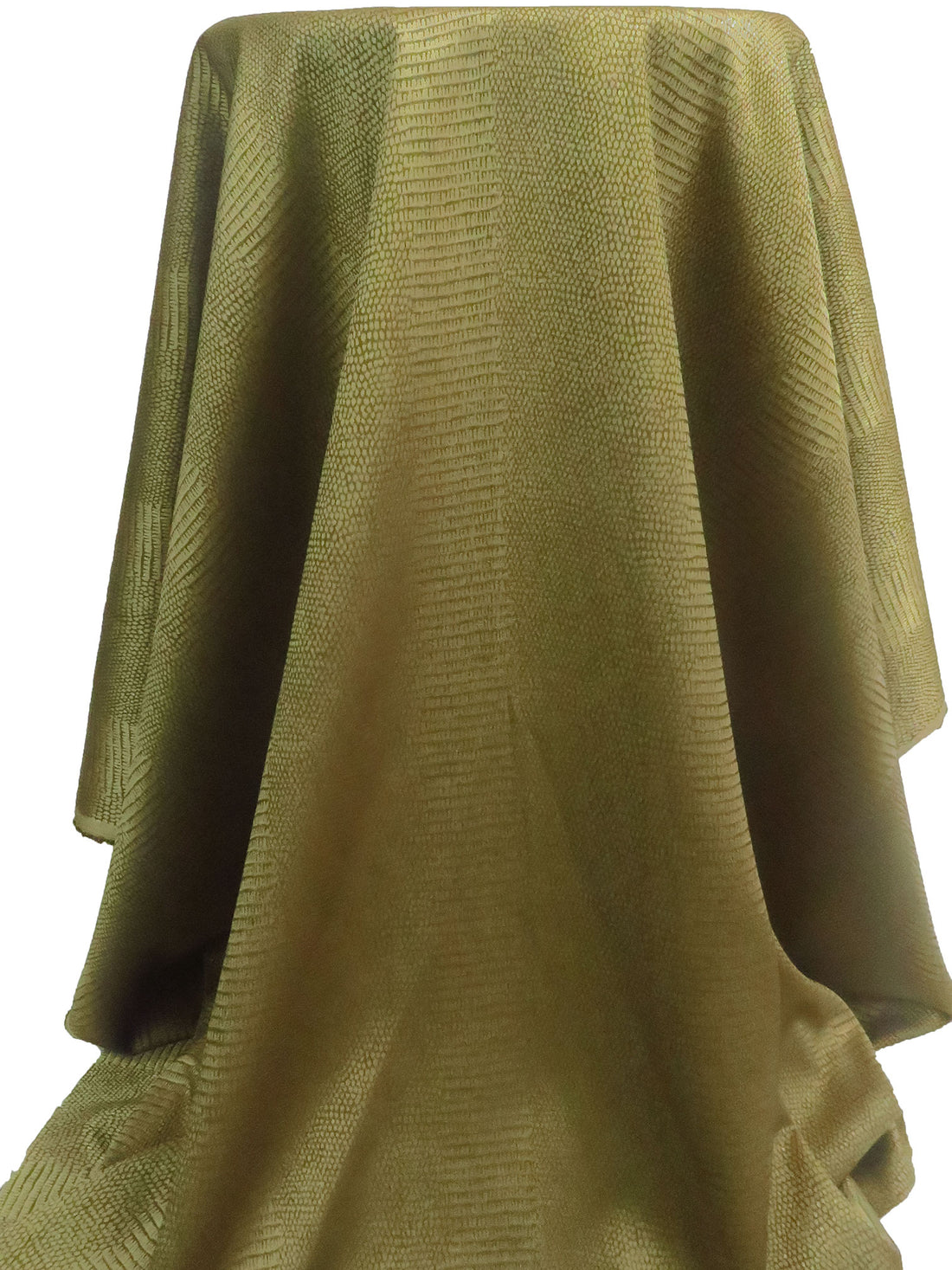 Dark Olive Green/Willow Tea Polyester/Lycra Vertical Stripe Scales Weave Stretch Jacquard 45W