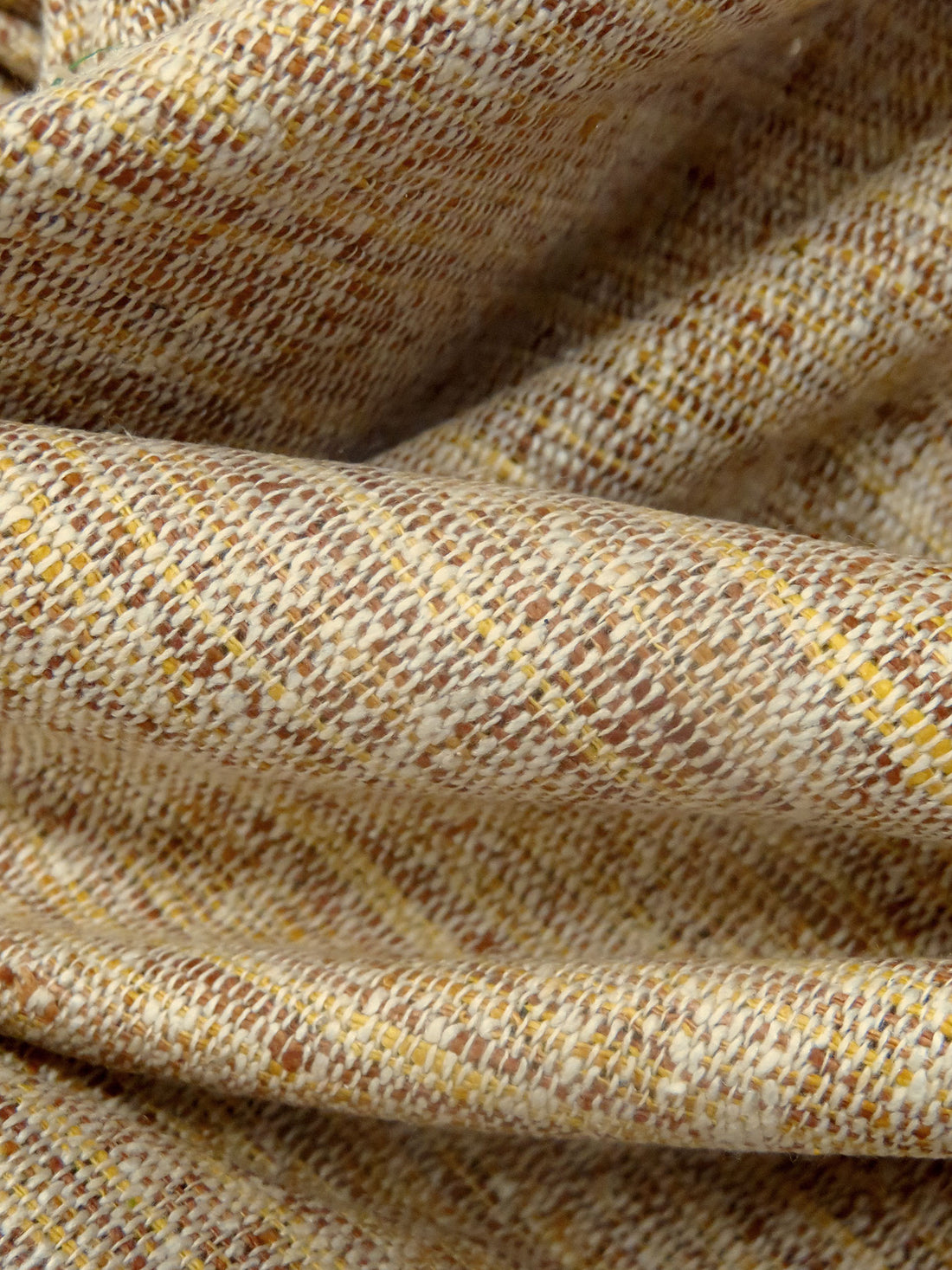 Beige/Brown Sugar/Goldenrod/Multi 100% Silk Novelty Weave Tweed Suiting - NY Designer - 57W