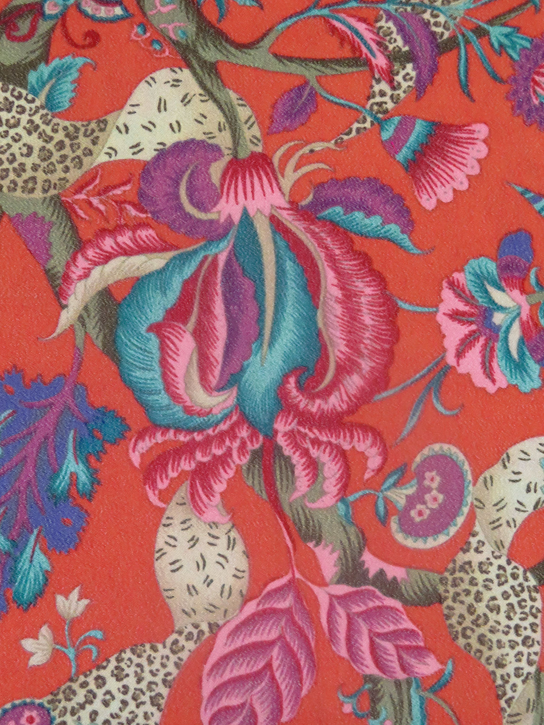 Glazed Persimmon/Melon/Artichoke/Multi 100% Polyester Ornate Floral Print Moleskin Suiting 45W
