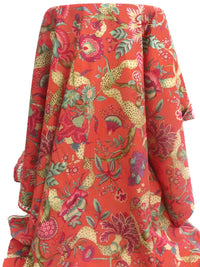 Glazed Persimmon/Melon/Artichoke/Multi 100% Polyester Ornate Floral Print Moleskin Suiting 45W