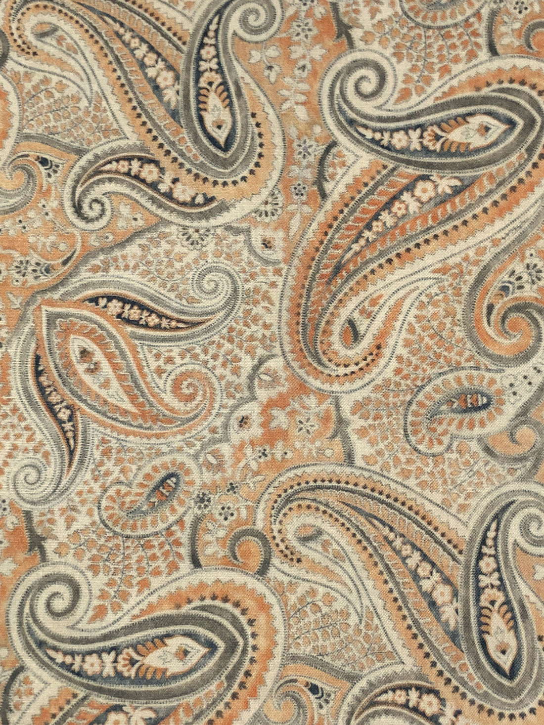 Raw Sienna/Off-White/Taupe/Multi Cotton/Lycra Stylized Paisley Print Stretch Poplin Shirting - NY Designer - 56W